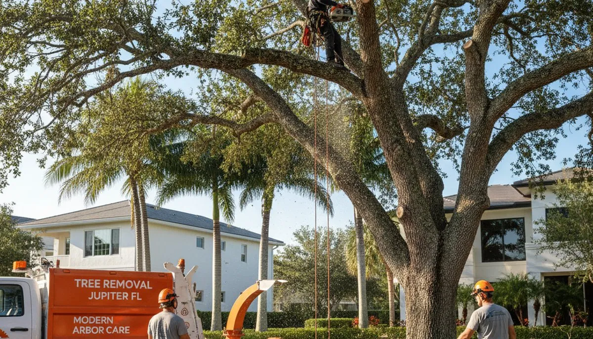 Professional tree removal service in West Palm Beach FL safely clearing large palm trees