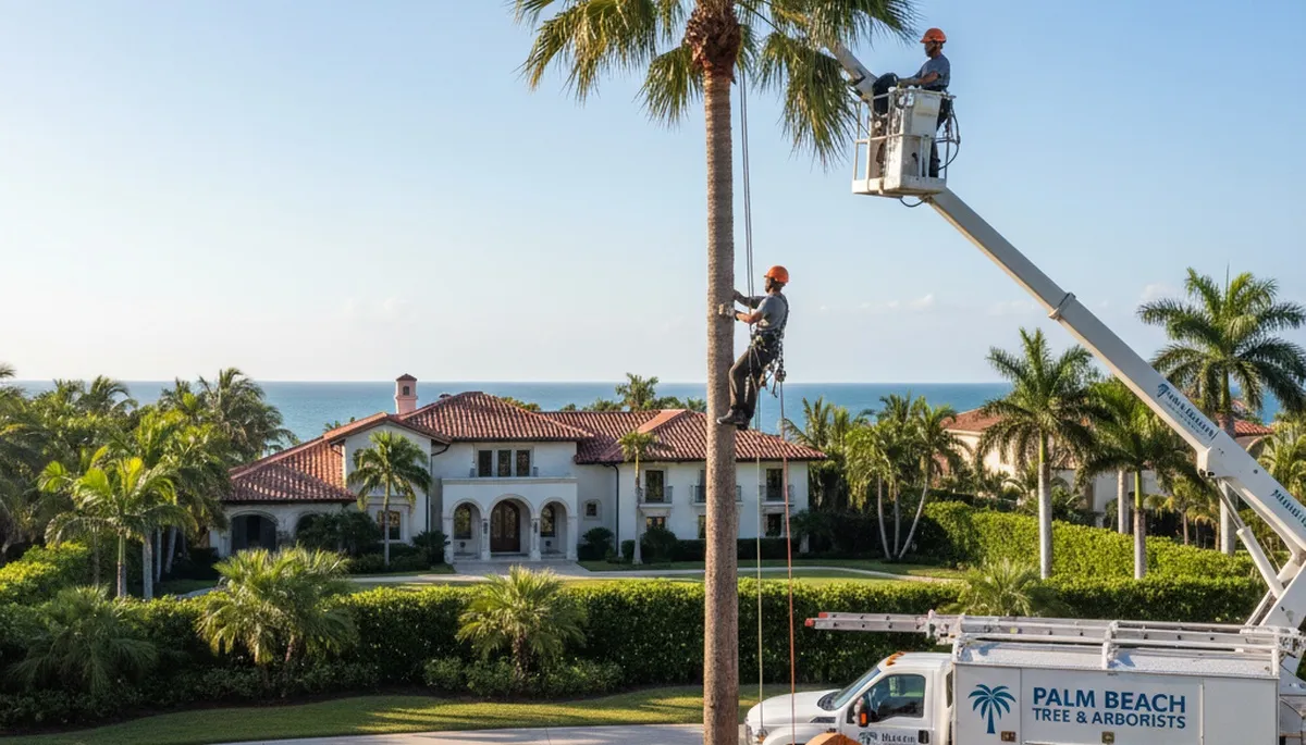 Professional tree removal service in West Palm Beach FL safely clearing large palm trees